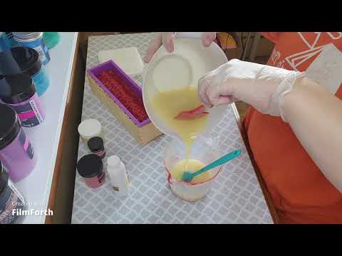 The making and cutting of Bonfire cold process soap