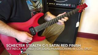 Video thumbnail for Schecter Stealth C-1 Electric Guitar Satin Red Finish SuperRock II Humbuckers by Morrell Music Company