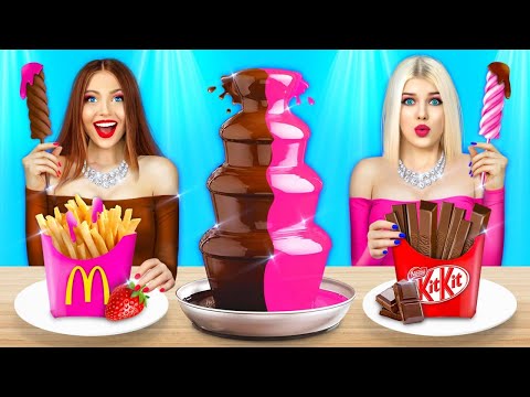 Rich Girl vs Broke Girl Chocolate Fondue Challenge | Crazy Food Battle by RATATA COOL