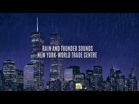 Regen und Donner in New York - Blick mit dem Twin Towers World Trade Center