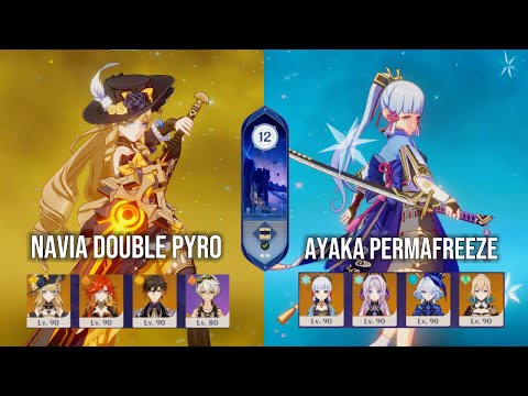 C0 Navia Double Pyro Team X C0 Ayaka Permafreeze Team / Sprial Abyss 5.5 / Genshin Impact