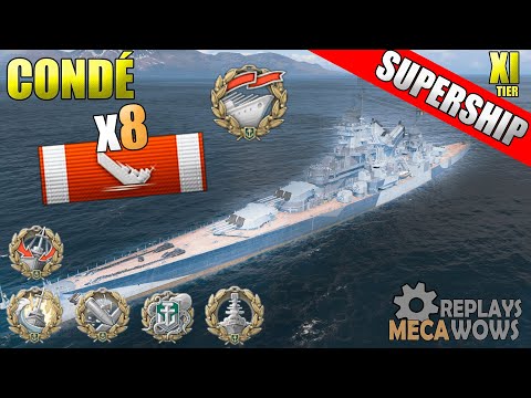 AWESOME SUPERSHIP Condé 8 Kills SOLO WARRIOR | World of Warships