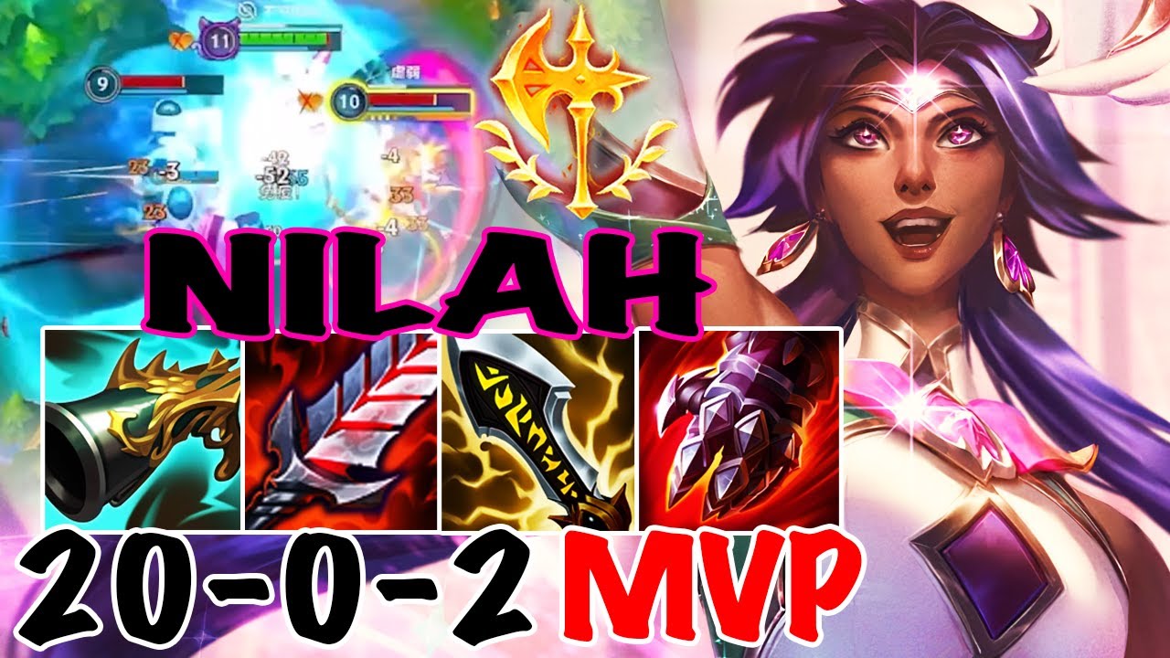 WILD RIFT NILAH ADC GAMEPLAY | 20 -0 - 4 QUADRA KILL MVP | NILAH BUILD RUNES