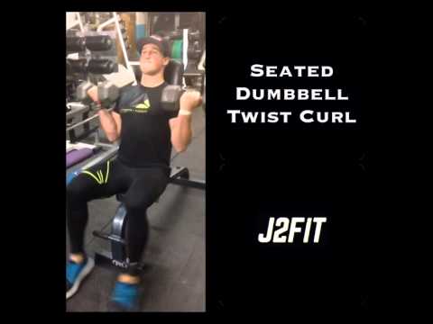 Seated Dumbbell Twisting Bicep Curl (Arms)