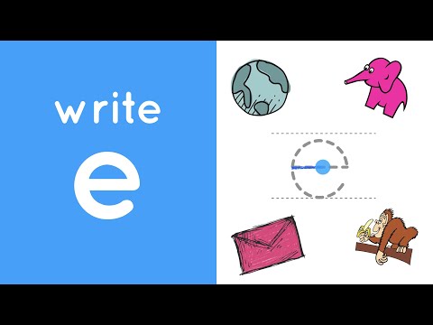 Letter E | Write lowercase letter E | Phonics alphabet writing lesson