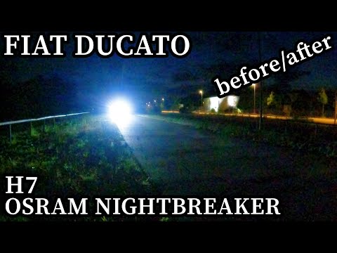 Fiat Ducato H7 Osram Night Breaker LED before and after Test old vs. new Lights - 4k