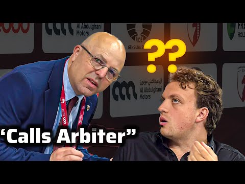 Why did Hans Niemann call the arbiter in his game against Shimanov?