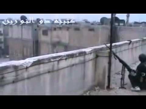 استهداف مقرات النظام برشاش الدوشكا من قبل كتيبة ذو النورين في حي البياضة في مدينة حمص