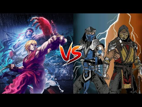 Evil Ryu & Dragon Ken VS Scorpion & Sub zero - Mk1 Most EPIC FIGHT EVER!!!