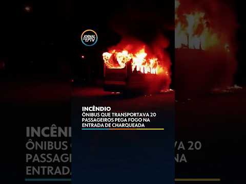 Ônibus que transportava 20 pessoas pega fogo na entrada de Charqueada