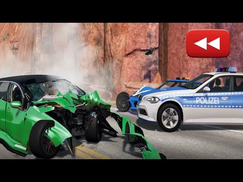 Reverse Cars vs Bollards –  BeamNG Drive #2