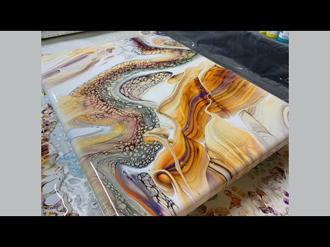 #161 Into The Canyon Swipe Transfer Swipe | Acrylic Pour Painting | Abstract | Fluid Painting