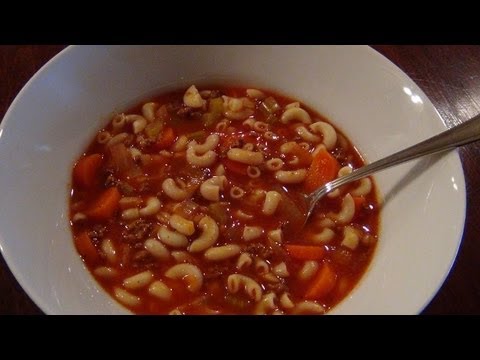 Hamburger Noodle Soup With A Tomato Base