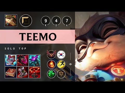 Teemo Top vs Gnar: Killing spree - KR Grandmaster Patch 14.23