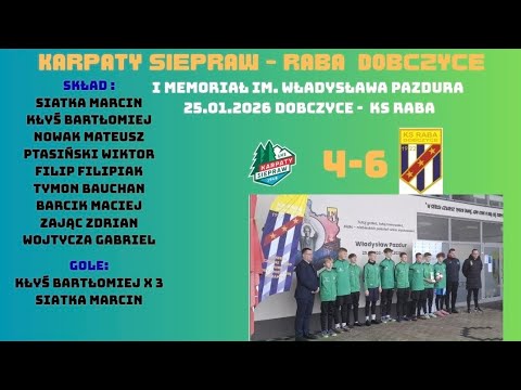 Karpaty Siepraw  - Raba Dobczyce 4:6 I Memoriał im. Władysława Pazdura 25.01.226