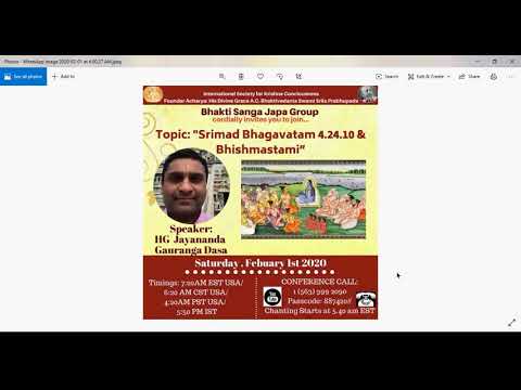 Srimad Bhagavatam 4.24..10 and Bhishmashtami  By HG Jayananda  Gauranga prabhuji  On February 1st,