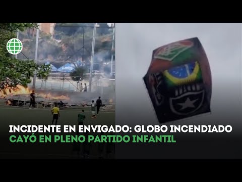 Globo de mecha cayó en cancha de Envigado mientras niños jugaban fútbol