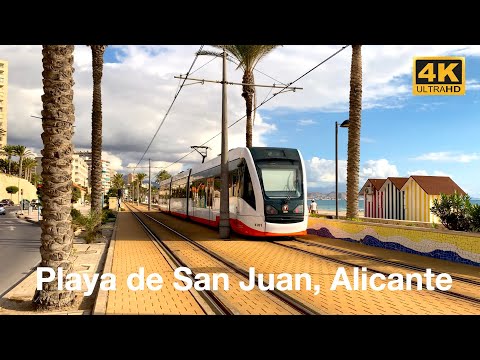 Playa de San Juan, Alicante, Spain 🇪🇸 Promenade Walk on a beautiful sunny day in October in 4K