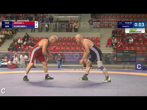 Round 5 FS - 85 kg: I. SCHREINER (GER) df. I. JASZKAI (HUN) by forfeit, 2-0