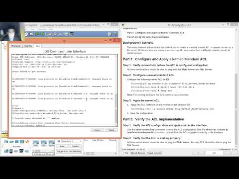 7.2.1.7 Packet Tracer Configuring Named Standard IPv4 ACLs 9.2.1.11 Configuring Named Standard ACLs
