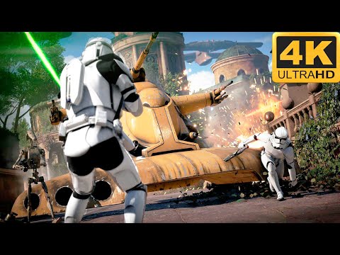 BATTLE OF NABOO: Clone Troopers vs CIS Battle Droids - Star Wars: Battlefront 2 (PS5, 4K, HDR)