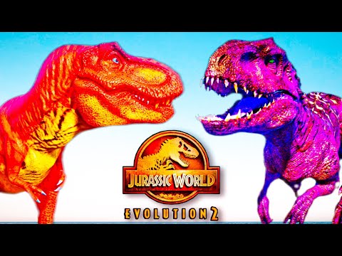 100 PEACHY T-REX vs. 50 PINKY INDOMINUS REX - BATTLE ROYALE\ JURASSIC WORLD EVOLUTION 2 / [4K 60FPS]