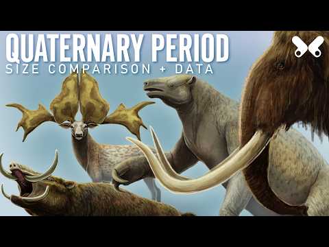 QUATERNARY Period. Animals of the Ice Age. size comparison and data