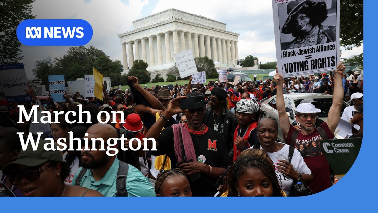 Thousands march on Washington protesting Supreme Court redistricting ruling weakening Voting Rights Act