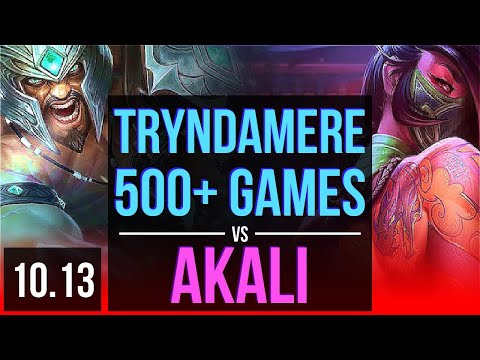 TRYNDAMERE vs AKALI (TOP) | 1.6M mastery points, 500+ games, Dominating | KR Diamond | v10.13