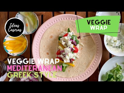 Mediterranean Veggie Wrap Recipe ‣‣ How to Make a Healthy Wrap ‣‣ Greek Vegetarian Wrap Sandwich