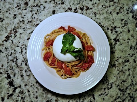Secrets of How to Make Cherry Tomato Sauce Pasta with Fresh Burrata. Simple Authentic Italian Recipe