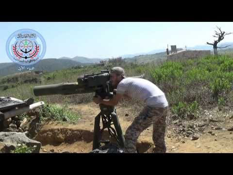 استهداف دبابة لقوات النظام بصاروخ تاو من قبل الفرقة الأولى الساحلية في قمة 45 في محافظة اللاذقية