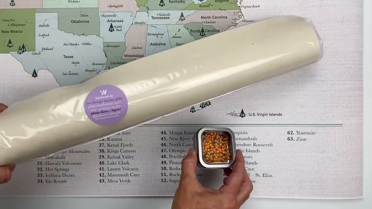 us national park canvas map