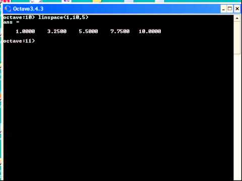 Gnu Octave The Linspace Function