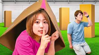 キミならどこにかくれる？ダンボールかくれんぼチャレンジ！ミッションをクリアしないと隠れちゃダメ⁉︎大量のダンボールやお部屋を使って本気のかくれんぼ！お家の中で鬼にバレないように隠れよう♪【対決】