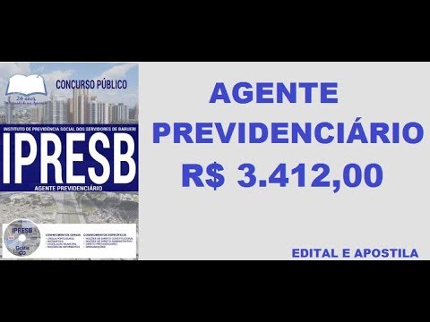 Edital apostila Concurso IPRESB 2017 Cargo Agente Previdenciário , Barueri -SP