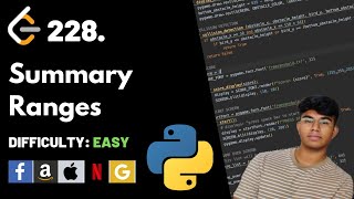 YouTube video 'Summary Ranges | Leet code 228 | Theory explained + Python code'