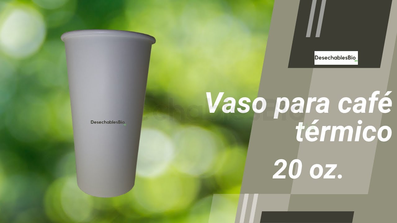 Vaso para café Térmico 20 oz. Biodegradable de Papel PLA