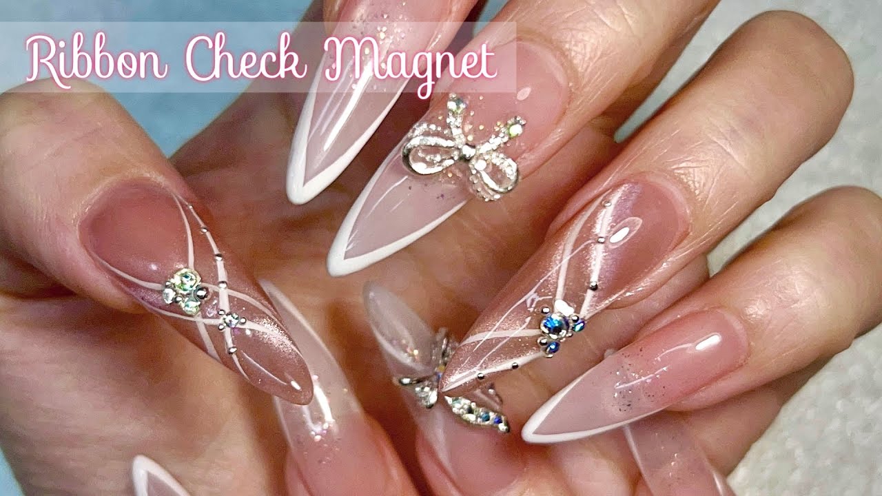 【Nail/ネイル】Ribbon Check Magnet design 🎀リボンのようなチェック柄マグネットデザイン💅