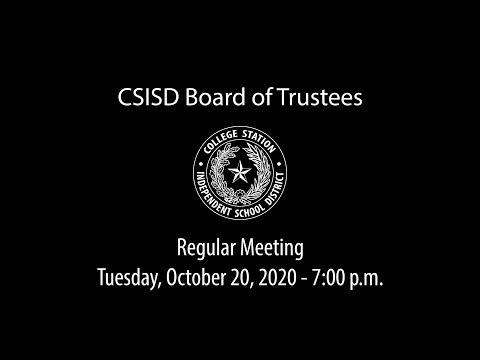 CSISD Board Meeting 10/20/2020 - Regular Meeting