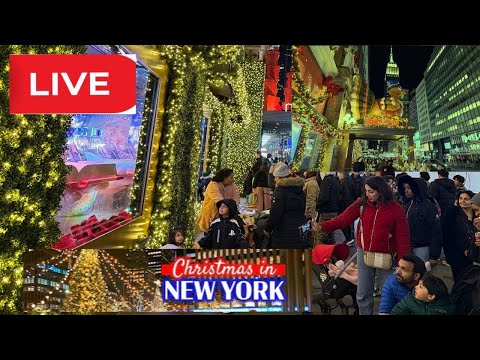 New York City: Raining Midtown Manhattan |Christmas Tree Lights Holiday Wednesday Live