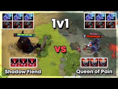 Shadow Fiend vs Queen of Pain with 3x Moon Shards and 3x Satanic - Dota 2 1v1