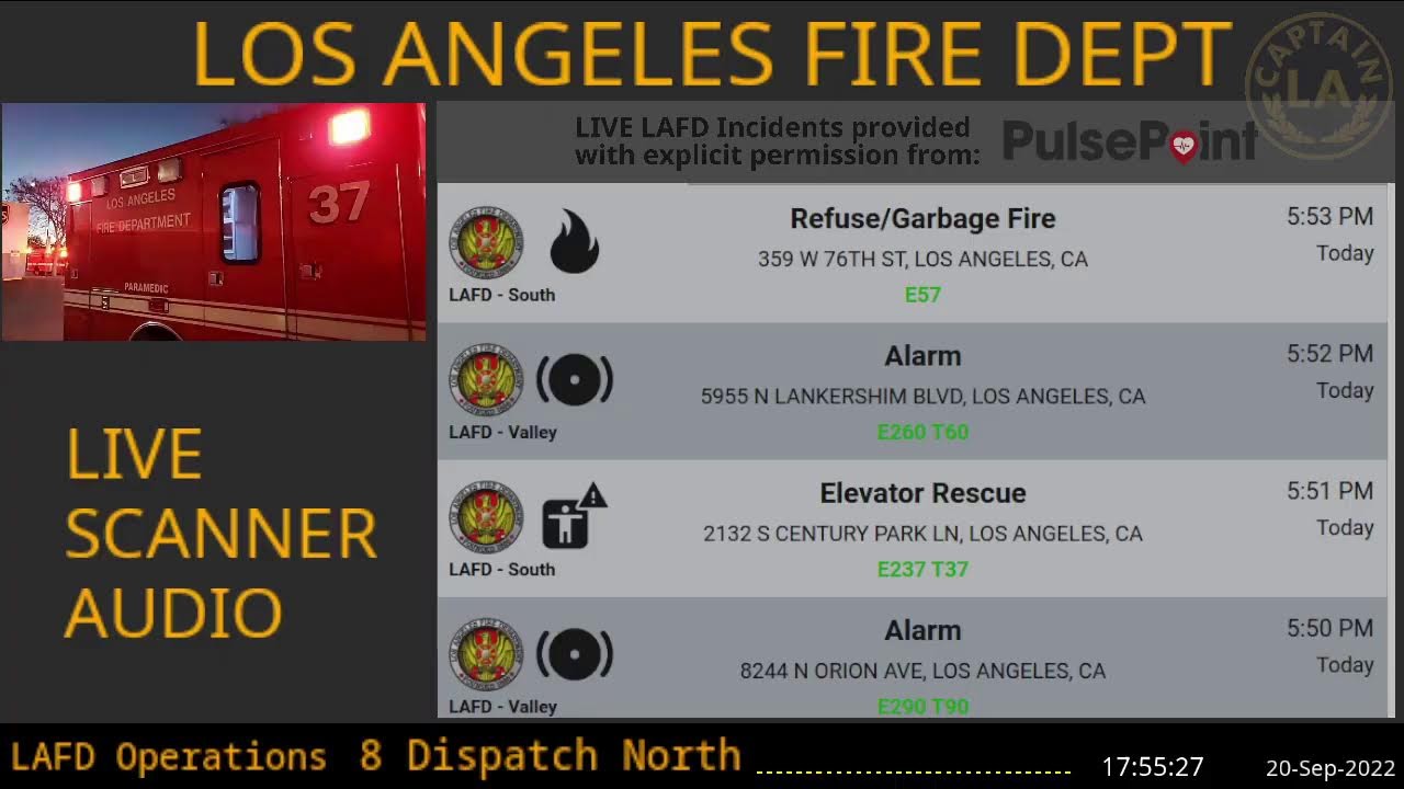 20-Sep-2022 // LAFD Los Angeles Fire Department SCANNER Radio ARCHIVE // FIRE & EMS // LA CAPTAIN