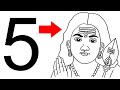 Turn Number 5 Into Lord Murugan Drawing How To Draw Lord Murugan Face Drawing Easy Step By Step