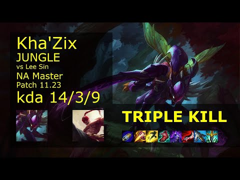Kha'Zix vs Lee Sin Jungle - NA Master 14/3/9 Patch 11.23 Gameplay