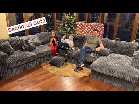 AMERLIFE 129 Inch Sectional Couches for Living Room,Sectional Sofa with Storage & Ottoman,Modular Sectional Couch Converts to Sleeper,Cloud Couch Sectional for Large Space with Corduroy,Grey video review thumbnail