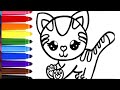 Drawing and Coloring Cute Cat For Kids &Toddler_Child Art