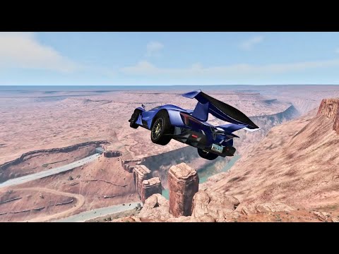 Supercars Jumping Offa Cliff 3  - BeamNG.Drive