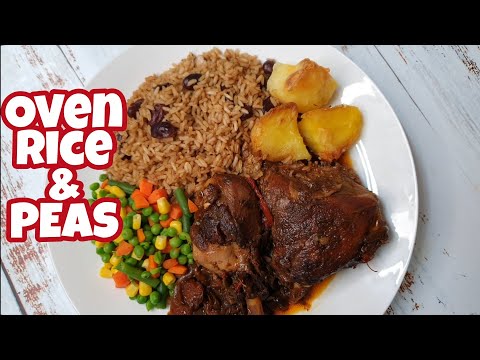 JAMAICAN FOOD | OVEN RICE AND PEAS | HOW TO MAKE RICE AND PEAS | IN THE OVEN USING | CANNED BEANS
