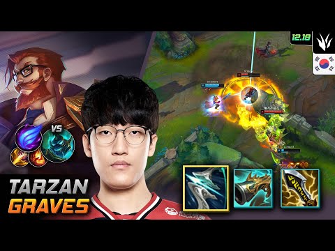 Tarzan Jungle Graves Build Galeforce Phase Rush - Tarzan Graves Match Highlight - LOL KR 12.19